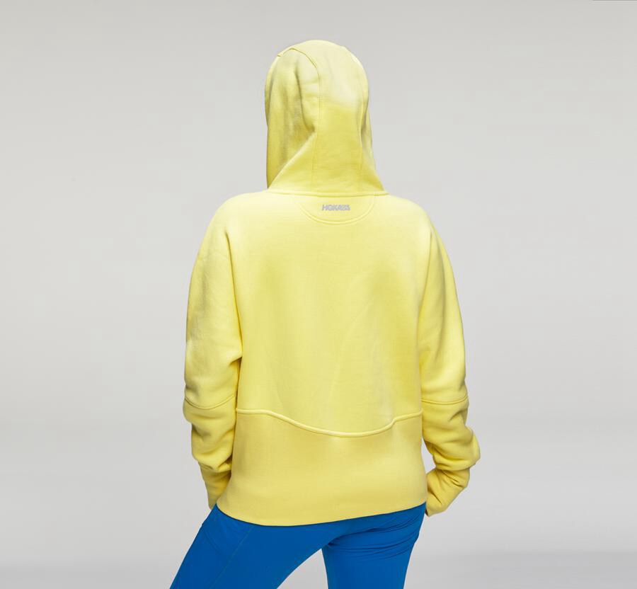 Sweat À Capuche Hoka One One Performance Femme - Jaune - ZLH-974825